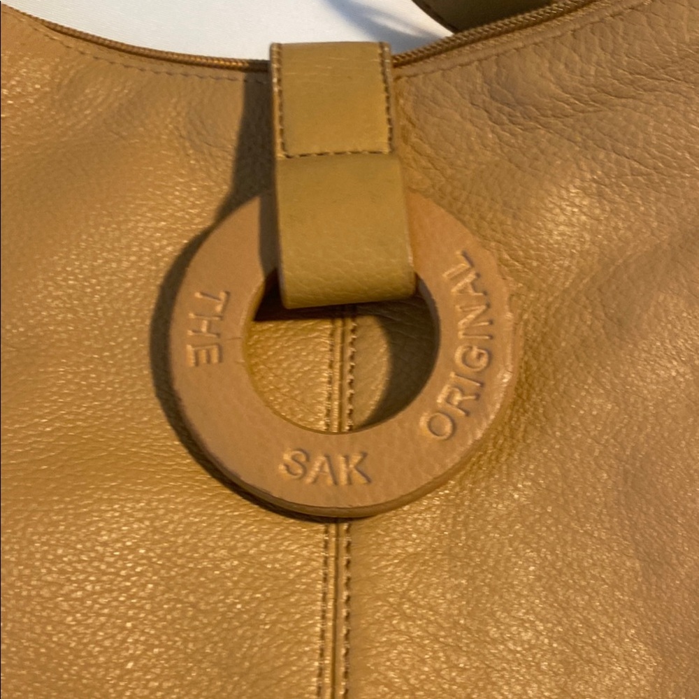 The Sak Tan Leather Shoulder Bag with Textured Finish